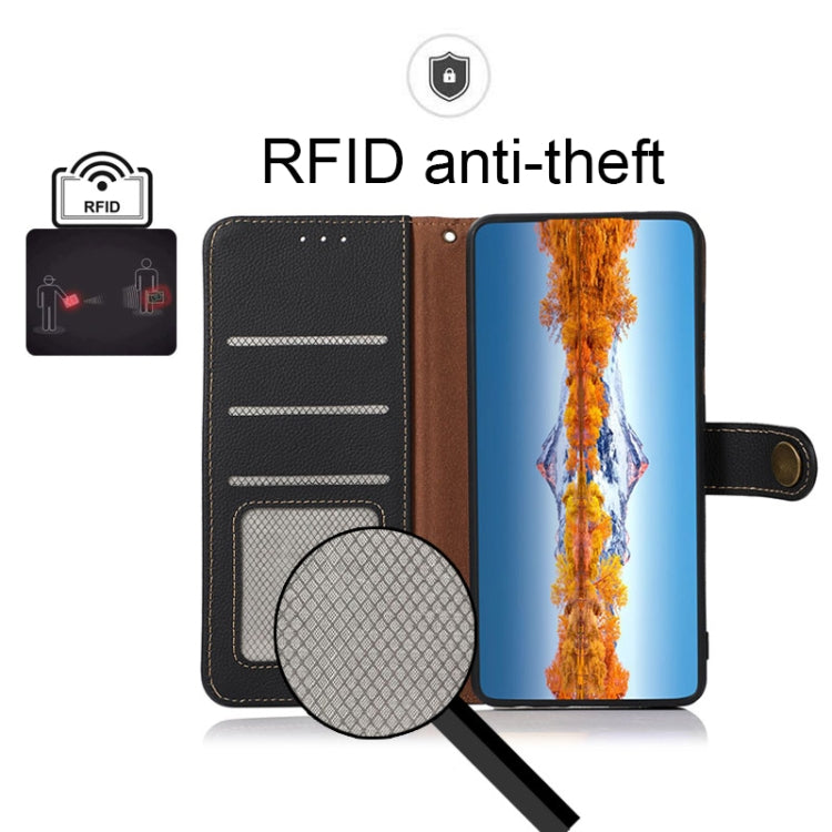 For Samsung Galaxy M53 5G KHAZNEH Custer Genuine Leather RFID Phone Case