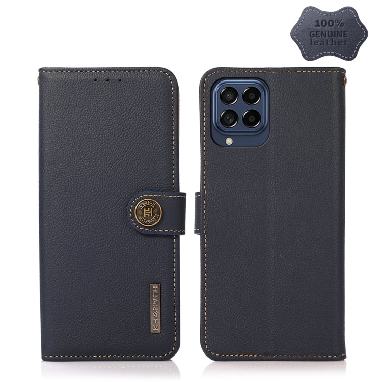 For Samsung Galaxy M53 5G KHAZNEH Custer Genuine Leather RFID Phone Case