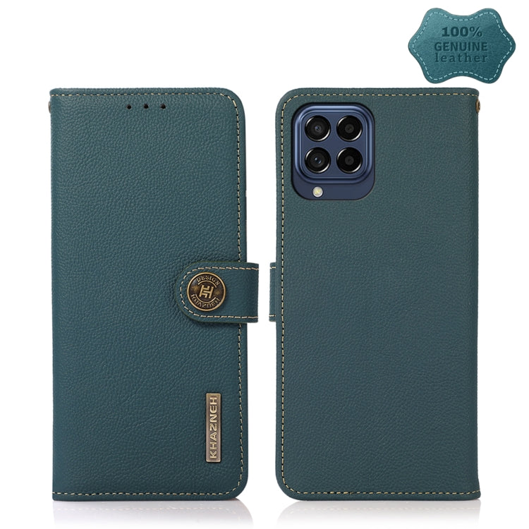 For Samsung Galaxy M53 5G KHAZNEH Custer Genuine Leather RFID Phone Case