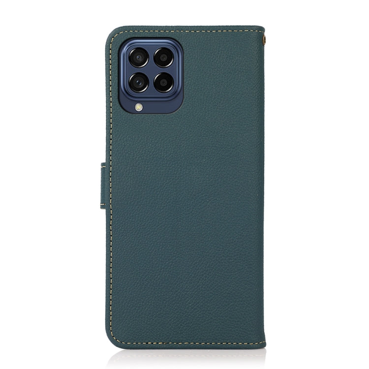 For Samsung Galaxy M53 5G KHAZNEH Custer Genuine Leather RFID Phone Case