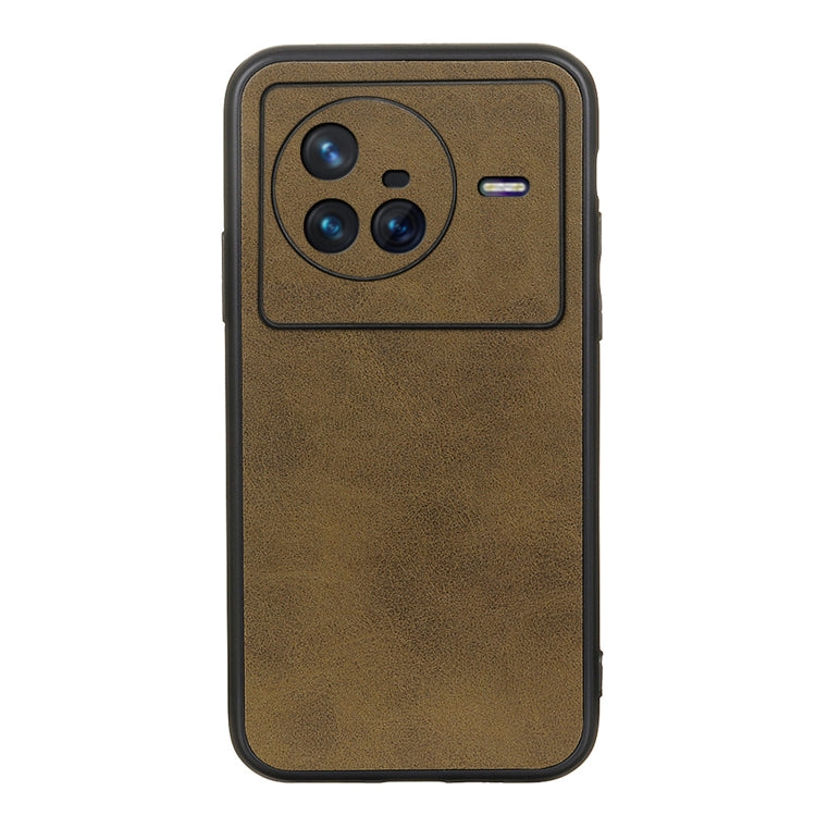 For vivo X80 Two-color Calf Texture PU Phone Case