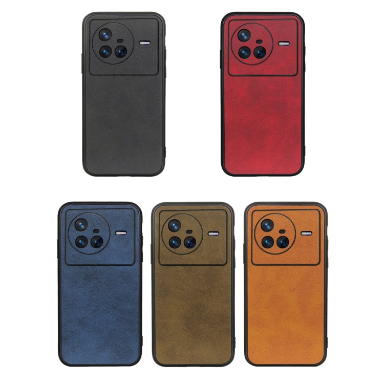 For vivo X80 Two-color Calf Texture PU Phone Case