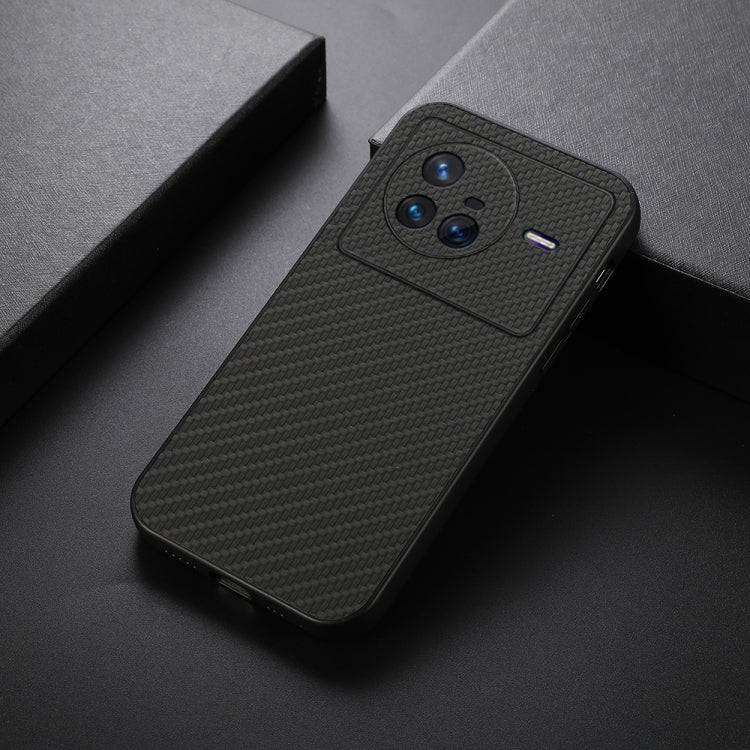For vivo X80 Carbon Fiber Texture PU Phone Case