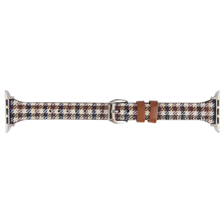 Genuine Leather Watch Band For Apple Watch Series 9&8&7 41mm / SE 3&SE 2&6&SE&5&4 40mm / 3&2&1 38mm - Plaid