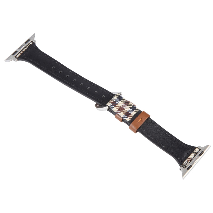 Genuine Leather Watch Band For Apple Watch Series 9&8&7 41mm / SE 3&SE 2&6&SE&5&4 40mm / 3&2&1 38mm - Plaid