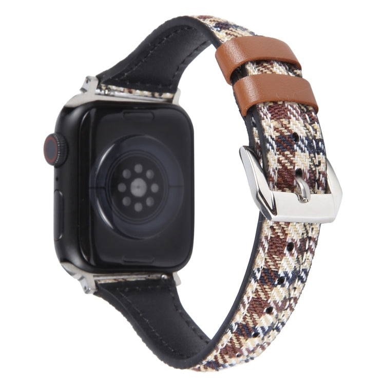Genuine Leather Watch Band For Apple Watch Series 9&8&7 41mm / SE 3&SE 2&6&SE&5&4 40mm / 3&2&1 38mm - Plaid