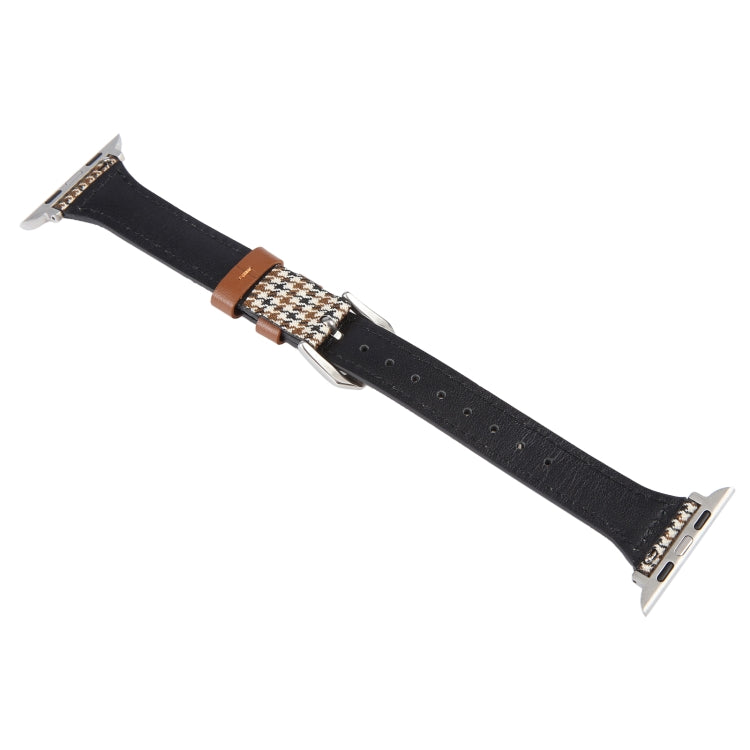 Genuine Leather Watch Band For Apple Watch Series 9&8&7 41mm / SE 3&SE 2&6&SE&5&4 40mm / 3&2&1 38mm - Houndstooth
