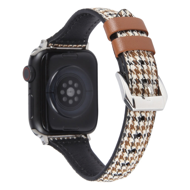 Genuine Leather Watch Band For Apple Watch Series 9&8&7 41mm / SE 3&SE 2&6&SE&5&4 40mm / 3&2&1 38mm - Houndstooth