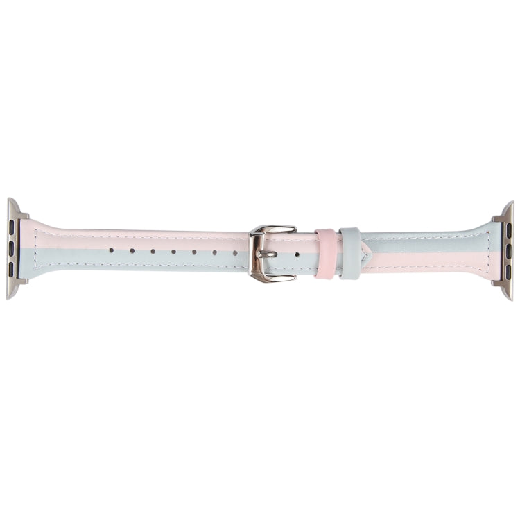 Genuine Leather Watch Band For Apple Watch Ultra 49mm&Watch Ultra 2 49mm / Series 9&8&7 45mm / SE 3&SE 2&6&SE&5&4 44mm / 3&2&1 42mm - Pink Blue