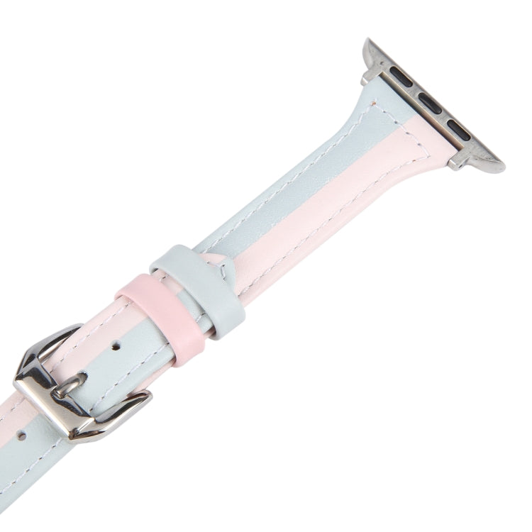 Genuine Leather Watch Band For Apple Watch Ultra 49mm&Watch Ultra 2 49mm / Series 9&8&7 45mm / SE 3&SE 2&6&SE&5&4 44mm / 3&2&1 42mm - Pink Blue