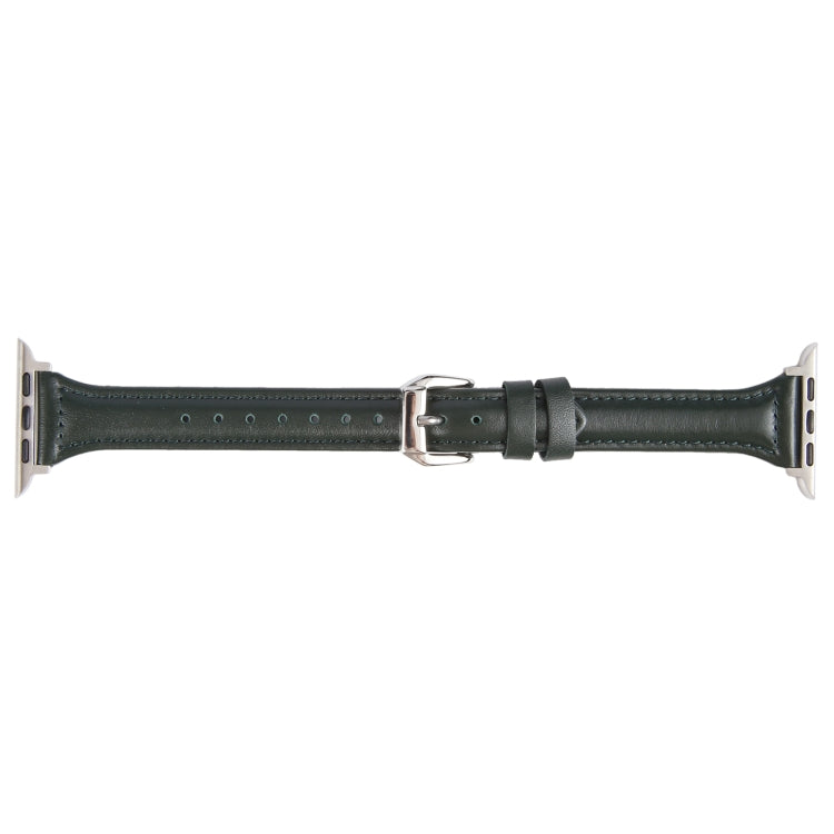 Genuine Leather Watch Band For Apple Watch Ultra 49mm&Watch Ultra 2 49mm / Series 9&8&7 45mm / SE 3&SE 2&6&SE&5&4 44mm / 3&2&1 42mm - Dark Green