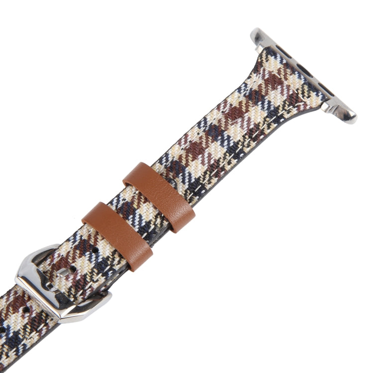 Genuine Leather Watch Band For Apple Watch Ultra 49mm&Watch Ultra 2 49mm / Series 9&8&7 45mm / SE 3&SE 2&6&SE&5&4 44mm / 3&2&1 42mm - Plaid