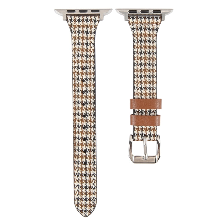 Genuine Leather Watch Band For Apple Watch Ultra 49mm&Watch Ultra 2 49mm / Series 9&8&7 45mm / SE 3&SE 2&6&SE&5&4 44mm / 3&2&1 42mm - Houndstooth