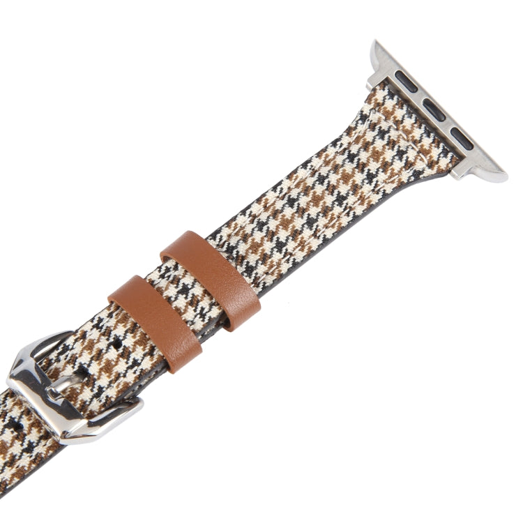 Genuine Leather Watch Band For Apple Watch Ultra 49mm&Watch Ultra 2 49mm / Series 9&8&7 45mm / SE 3&SE 2&6&SE&5&4 44mm / 3&2&1 42mm - Houndstooth