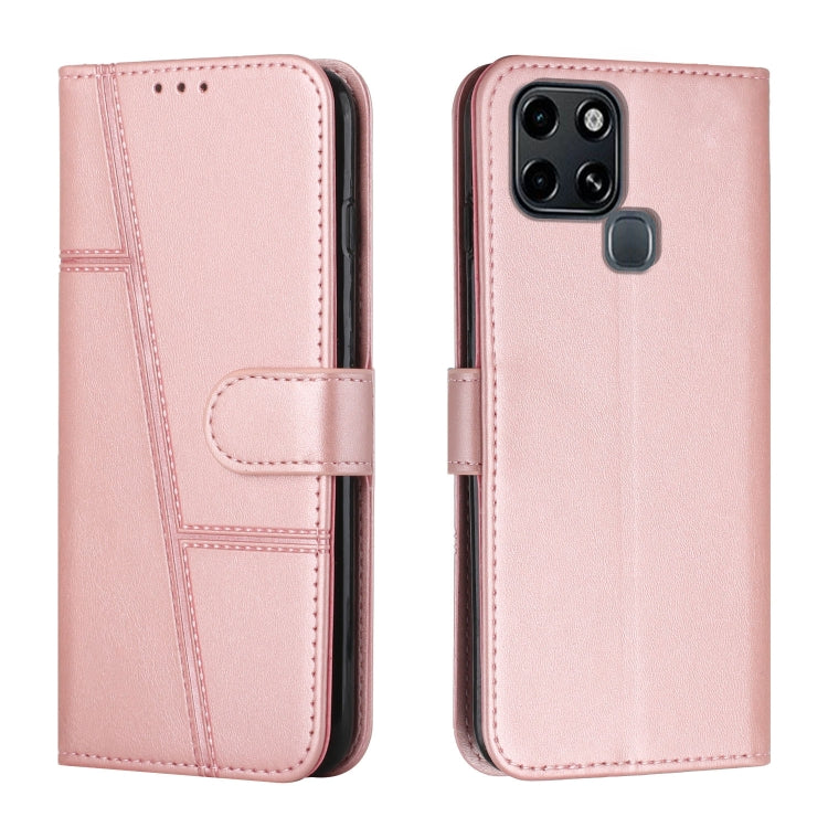 For Infinix Smart 6 Stitching Calf Texture Buckle Leather Phone Case