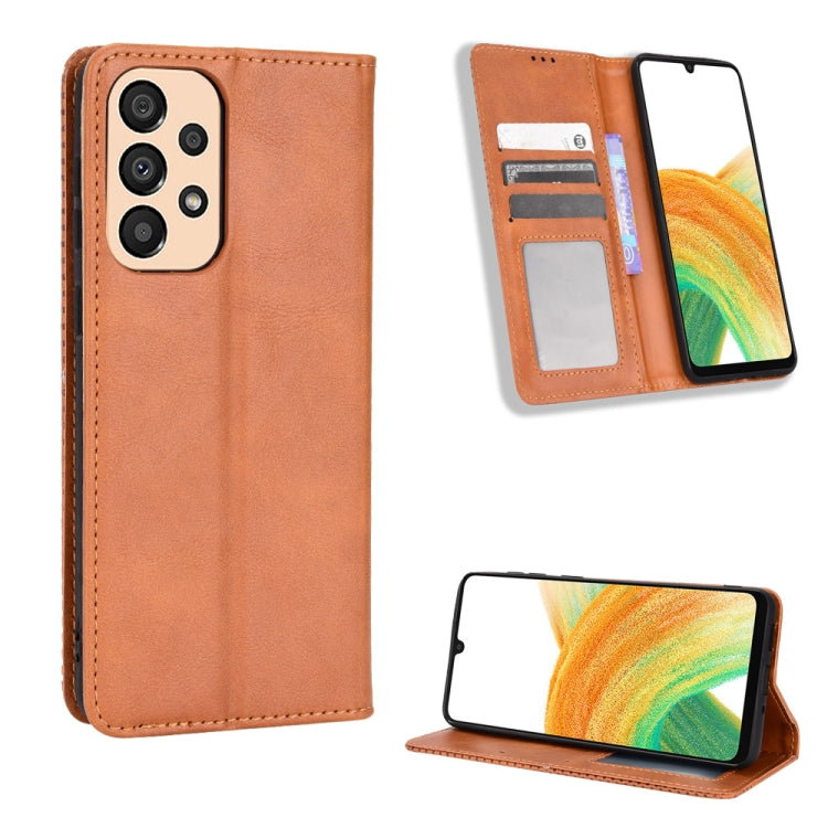 For Samsung Galaxy A23 5G Magnetic Buckle Retro Texture Leather Phone Case
