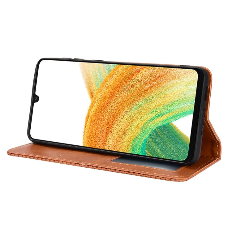 For Samsung Galaxy A33 5G Magnetic Buckle Retro Texture Leather Phone Case