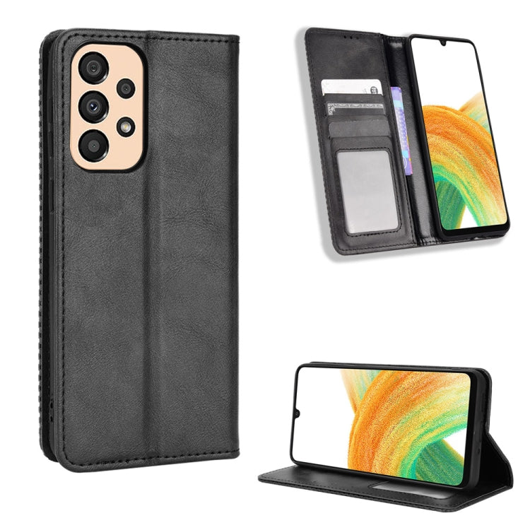 For Samsung Galaxy A33 5G Magnetic Buckle Retro Texture Leather Phone Case