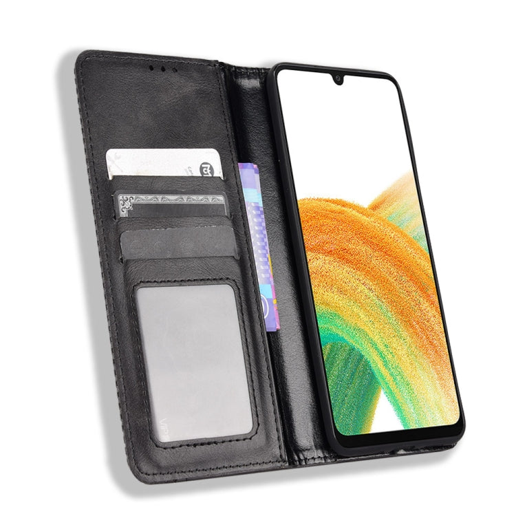 For Samsung Galaxy A33 5G Magnetic Buckle Retro Texture Leather Phone Case