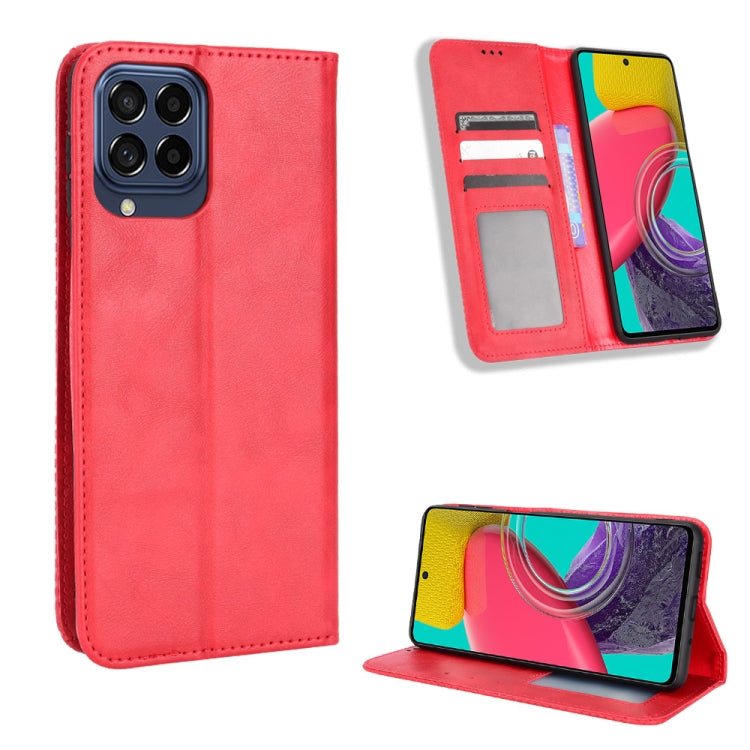 For Samsung Galaxy M53 5G Magnetic Buckle Retro Texture Leather Phone Case