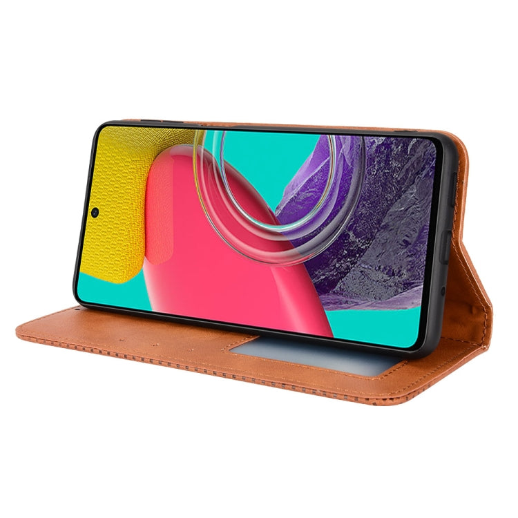 For Samsung Galaxy M53 5G Magnetic Buckle Retro Texture Leather Phone Case