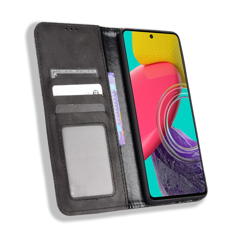 For Samsung Galaxy M53 5G Magnetic Buckle Retro Texture Leather Phone Case