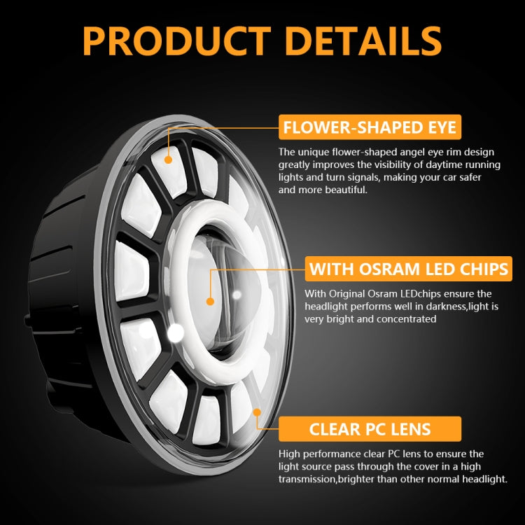 C0062 5.75 inch Square Double Angel Eyes Motorcycle Headlight