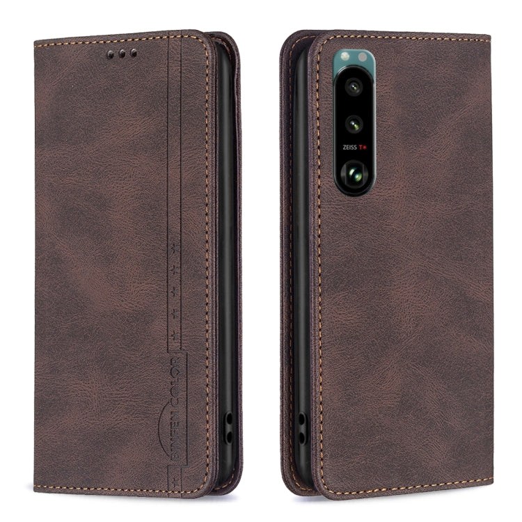 For Sony Xperia 5 III Magnetic RFID Blocking Anti-Theft Leather Phone Case