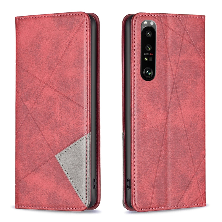 For Sony Xperia 1 III Prismatic Invisible Magnetic Leather Phone Case