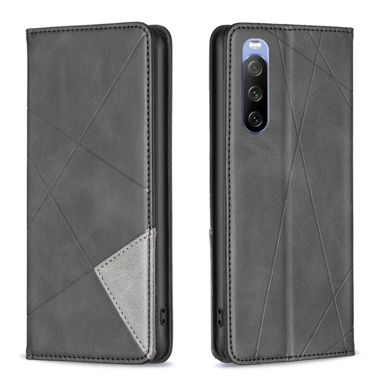 For Sony Xperia 10 III Prismatic Invisible Magnetic Leather Phone Case