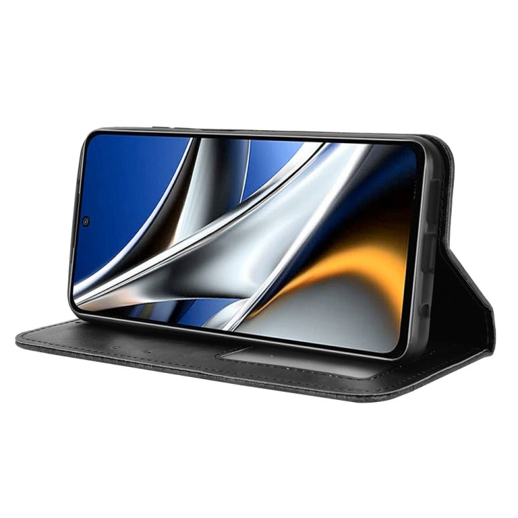 For Xiaomi Poco M4 Pro 4G Fine Hole Magnetic Buckle Retro Texture Leather Phone Case