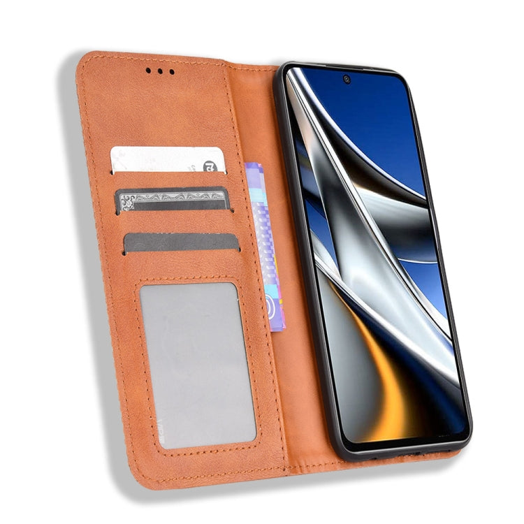 For Xiaomi Poco M4 Pro 4G Fine Hole Magnetic Buckle Retro Texture Leather Phone Case