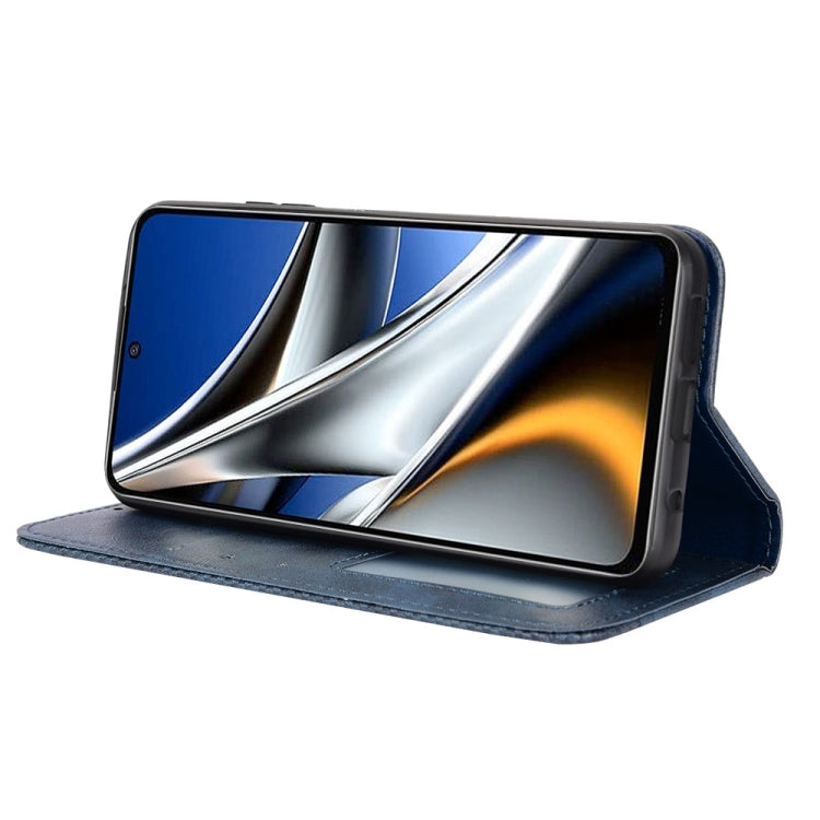 For Xiaomi Poco M4 Pro 4G Fine Hole Magnetic Buckle Retro Texture Leather Phone Case