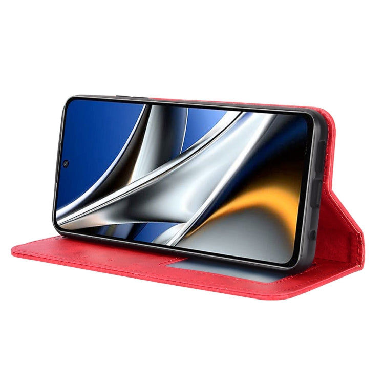 For Xiaomi Poco M4 Pro 4G Fine Hole Magnetic Buckle Retro Texture Leather Phone Case