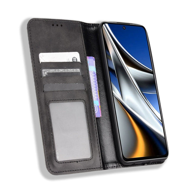 For Xiaomi Poco X4 Pro 5G Fine Hole Magnetic Buckle Retro Texture Leather Phone Case