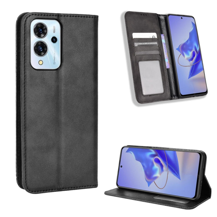 For ZTE Blade V40 Pro Magnetic Buckle Retro Texture Leather Phone Case