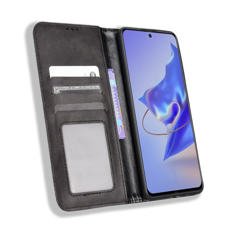 For ZTE Blade V40 Pro Magnetic Buckle Retro Texture Leather Phone Case