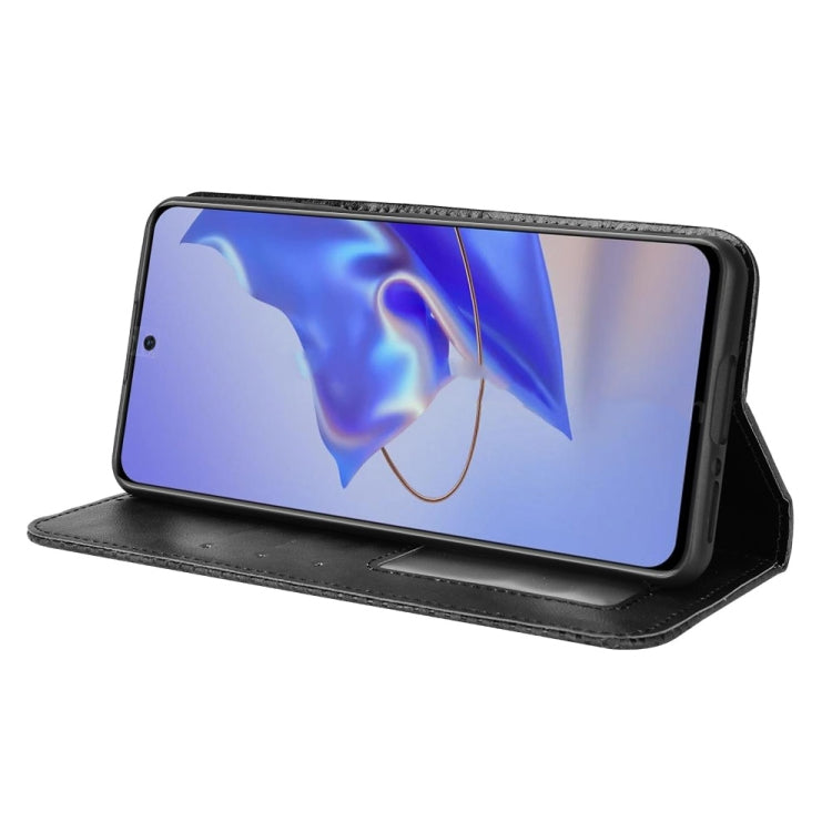 For ZTE Blade V40 Pro Magnetic Buckle Retro Texture Leather Phone Case