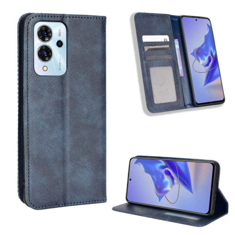 For ZTE Blade V40 Pro Magnetic Buckle Retro Texture Leather Phone Case