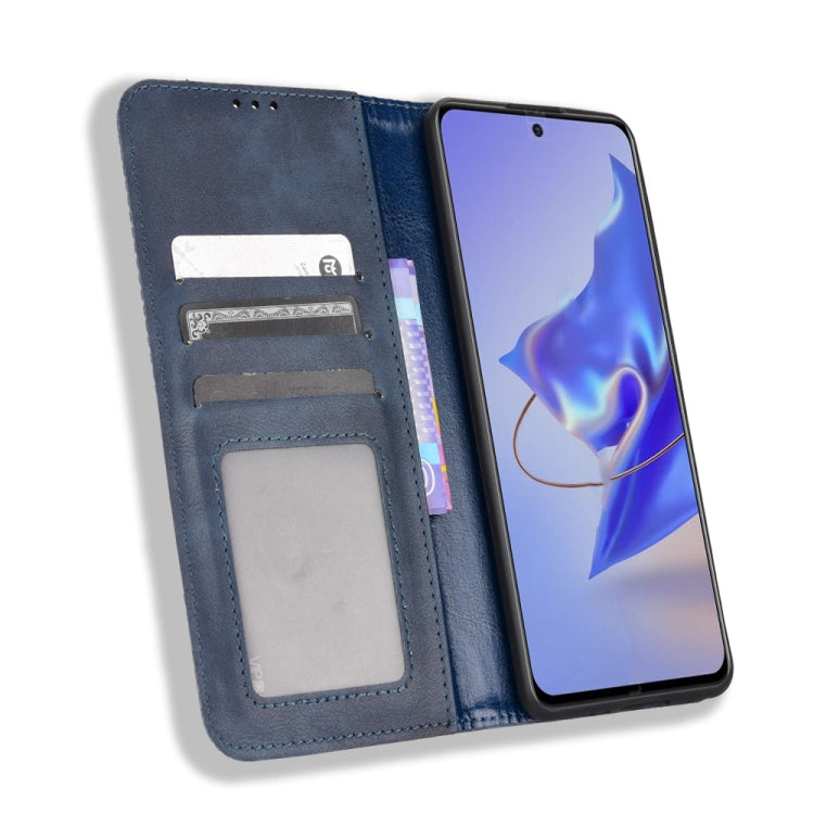 For ZTE Blade V40 Pro Magnetic Buckle Retro Texture Leather Phone Case
