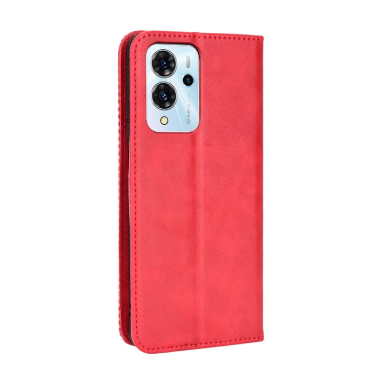 For ZTE Blade V40 Pro Magnetic Buckle Retro Texture Leather Phone Case
