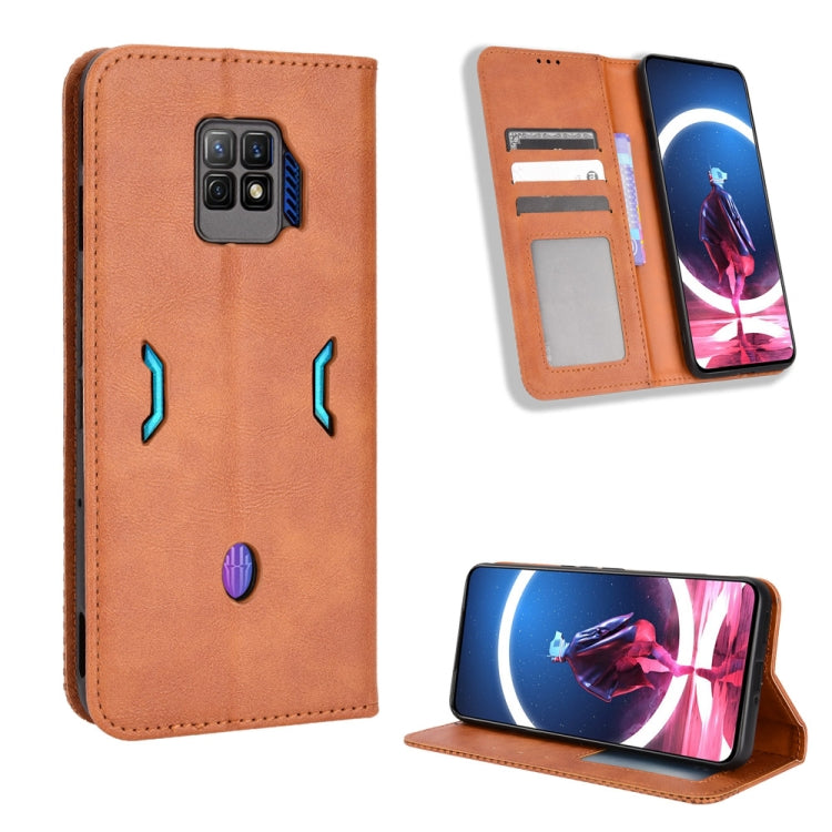 For ZTE nubia Red Magic 7 Pro Magnetic Buckle Retro Texture Leather Phone Case