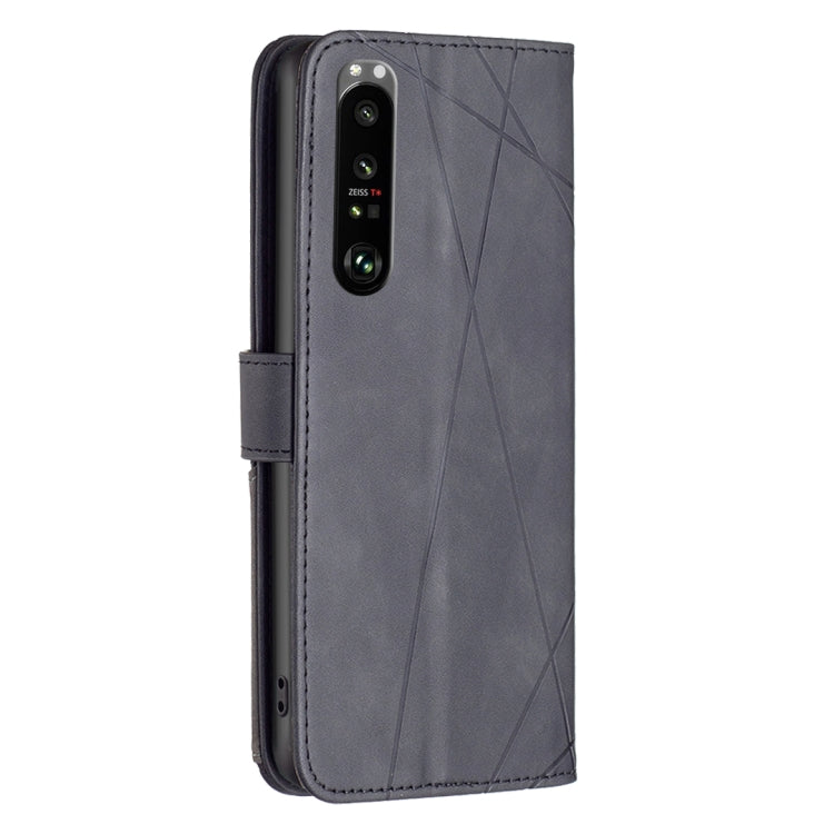 For Sony Xperia 1 III BF05 Magnetic Buckle Rhombus Texture Leather Phone Case