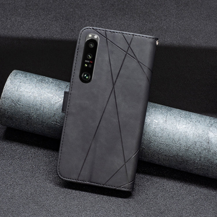 For Sony Xperia 1 III BF05 Magnetic Buckle Rhombus Texture Leather Phone Case