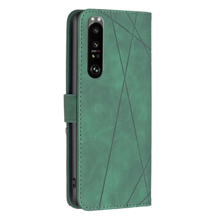 For Sony Xperia 1 III BF05 Magnetic Buckle Rhombus Texture Leather Phone Case