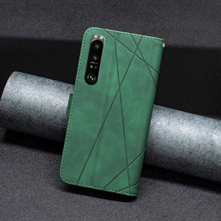 For Sony Xperia 1 III BF05 Magnetic Buckle Rhombus Texture Leather Phone Case