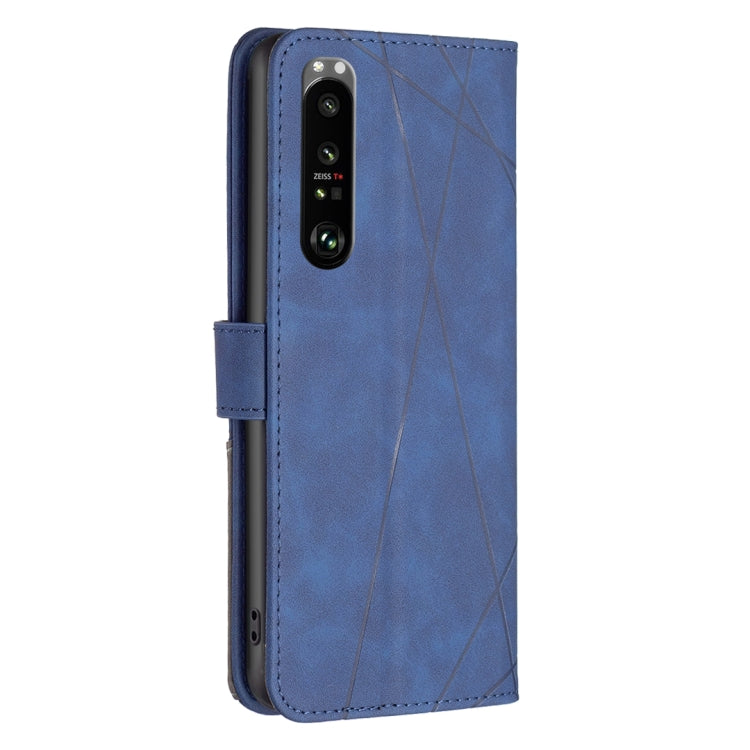 For Sony Xperia 1 III BF05 Magnetic Buckle Rhombus Texture Leather Phone Case
