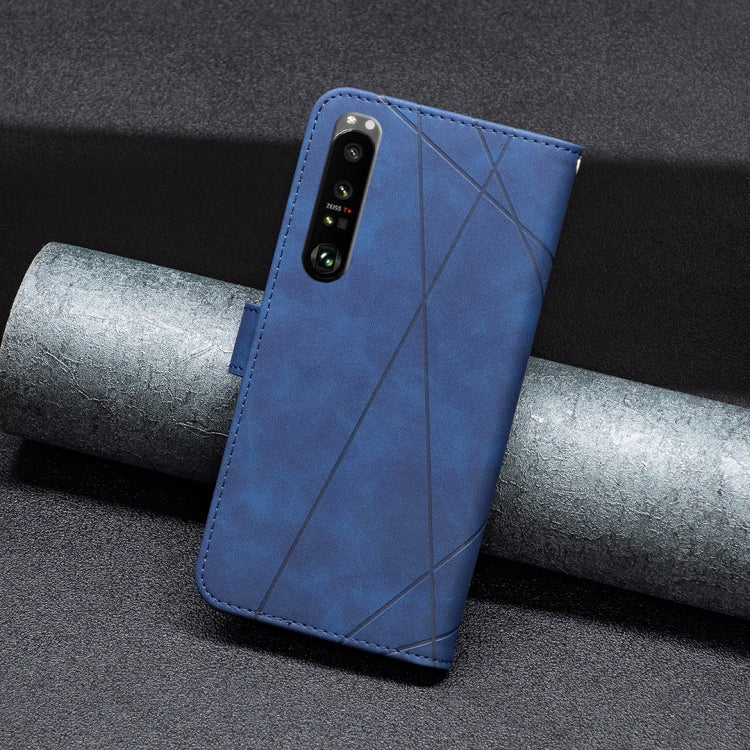 For Sony Xperia 1 III BF05 Magnetic Buckle Rhombus Texture Leather Phone Case