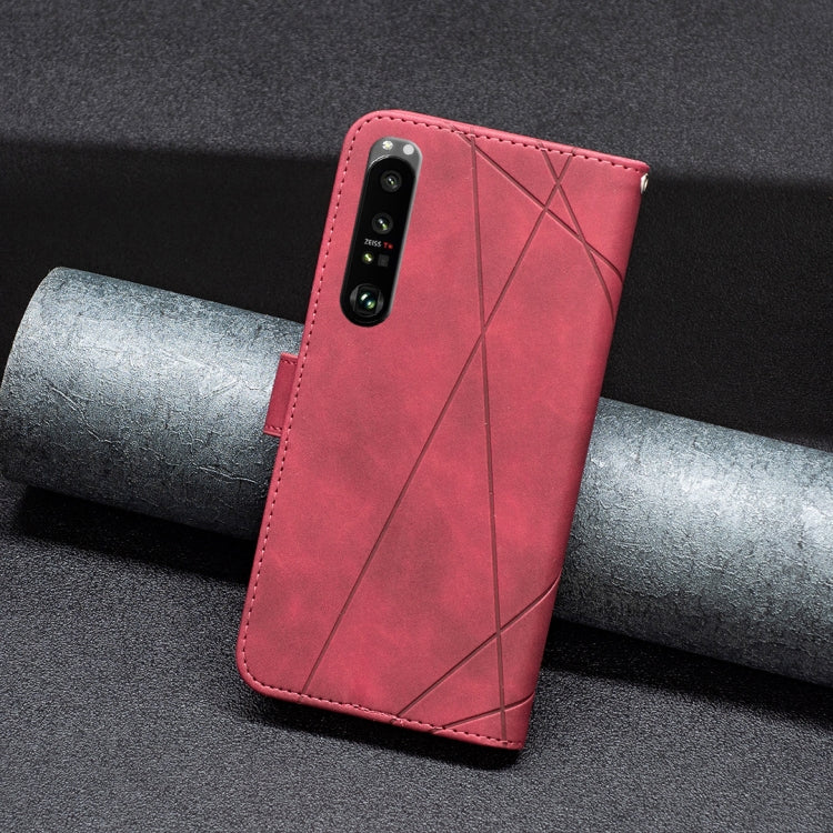 For Sony Xperia 1 III BF05 Magnetic Buckle Rhombus Texture Leather Phone Case
