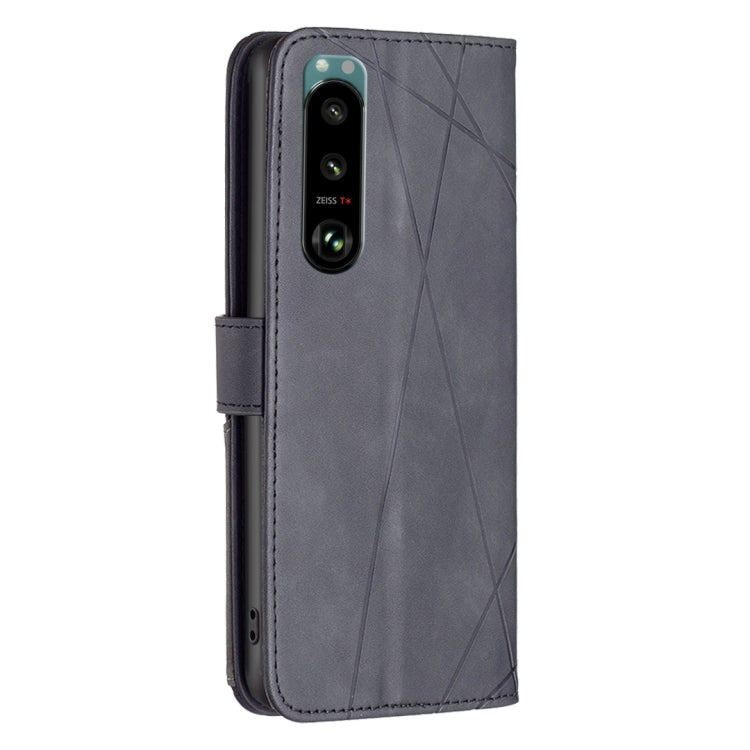 For Sony Xperia 5 III BF05 Magnetic Buckle Rhombus Texture Leather Phone Case